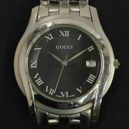 GUCCI グッチ デイト ステンレススチール 5500M シルバー文字盤