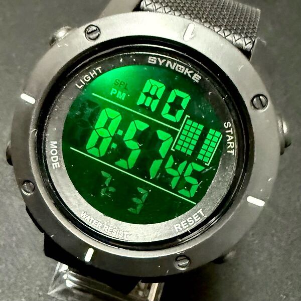 新品 SYNOKEスポーツデジタル 防水 デジタルストップウォッチ メンズ腕時計 9658 ブラック2