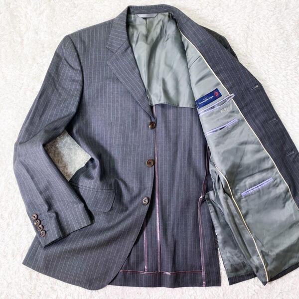 Paul Smith ポールスミス Ermenegildo Zegna エルメネジルドゼニア テーラードジャケット シングル 2B サイズM グレー ストライプ