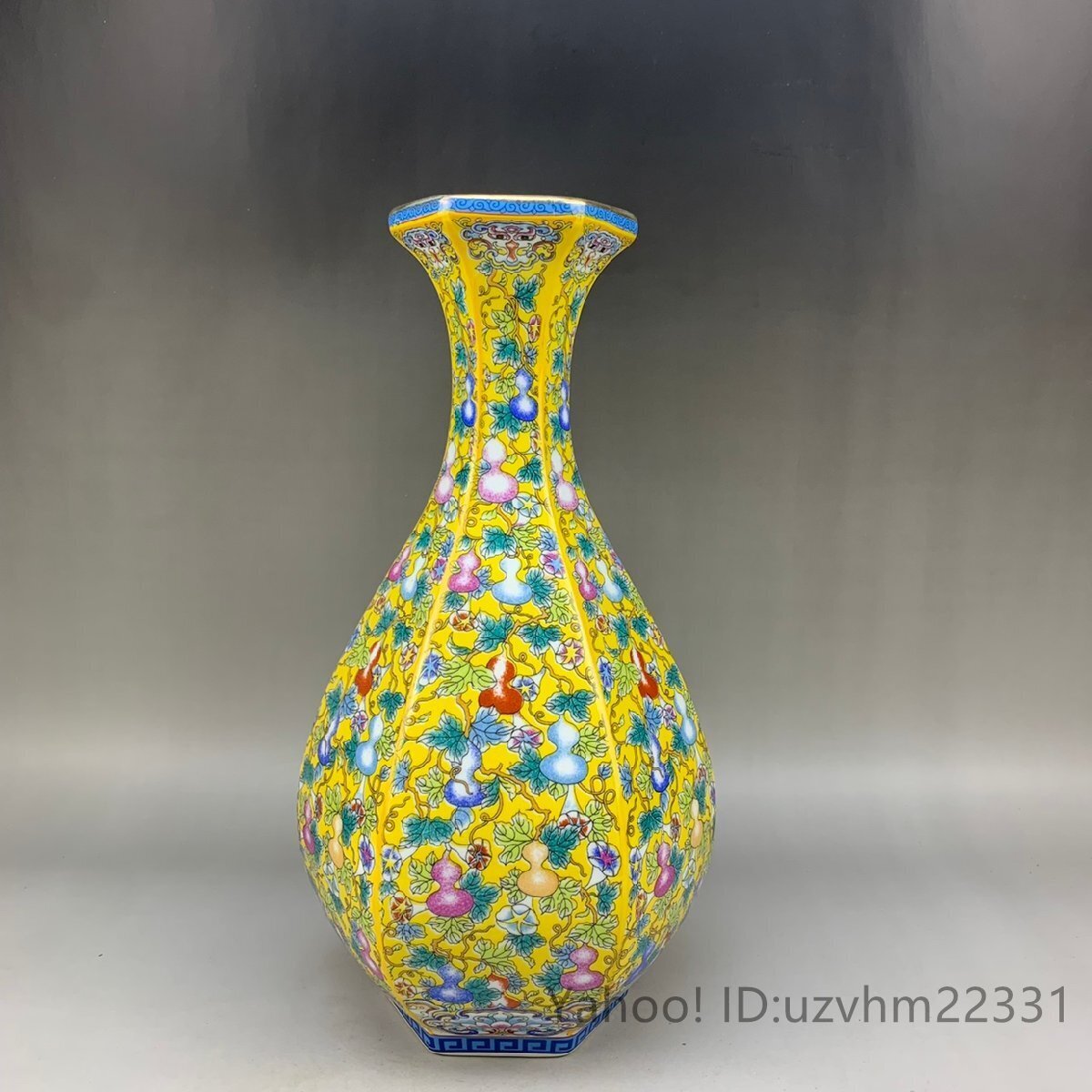 琺瑯彩人物花鳥六方瓶 装飾品 工芸品 美術品 置物 - メルカリ