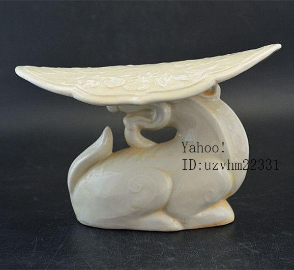 磁器 中國 宋代 白釉 定窯 招財麒麟の置物 唐磁 古陶磁器 時代物