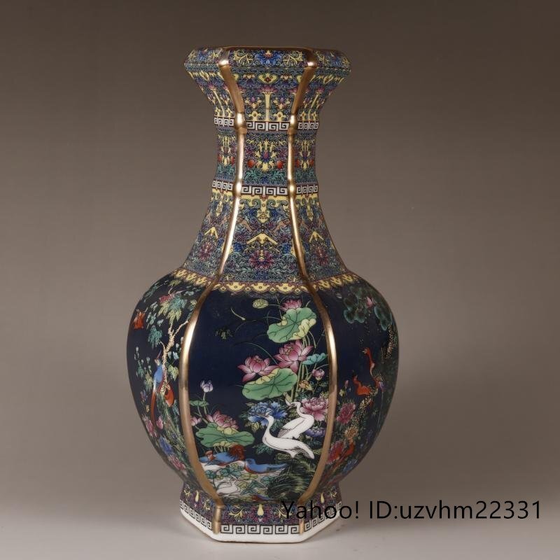 琺瑯彩人物花鳥六方瓶 装飾品 工芸品 美術品 置物 - メルカリ