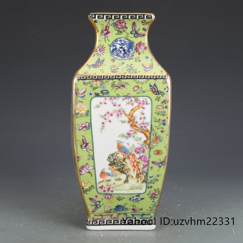 大清琺瑯彩花瓶蒜頭瓶 景徳鎮 陶磁器 装飾品 現代工芸品 美術品 置物