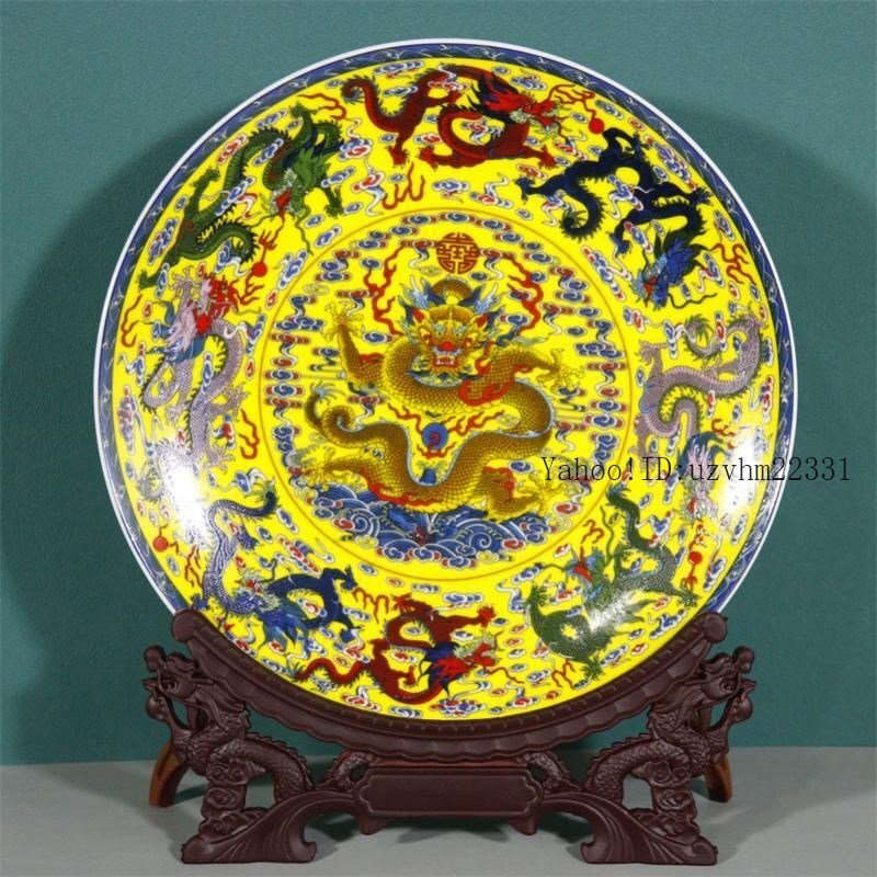 黄地パステル万寿無彊将軍缶 景徳鎮 陶磁器 装飾品 現代工芸