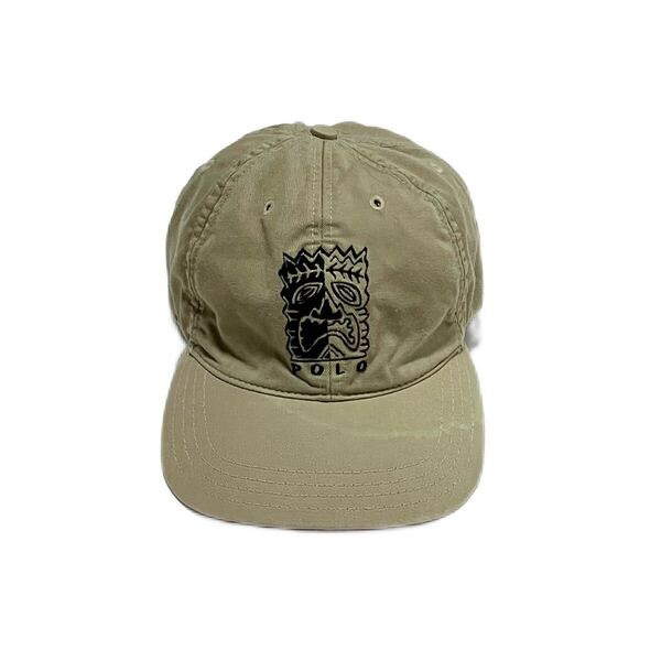 POLO SPORT ポロ スポーツ コットンキャップ USA製 アメリカ製 90’s 90年代 Tiki ハワイ オリーブ 帽子 ラルフローレン 刺繍