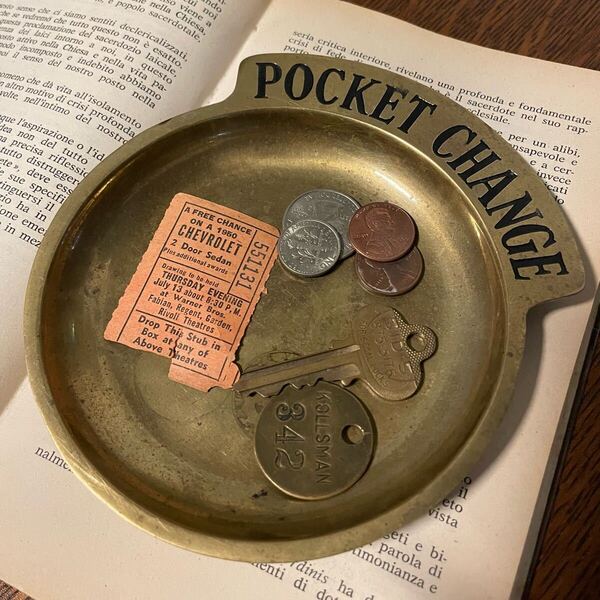 【vintage】コイントレー トレイ ポケットチェンジ 真鍮 antique 店舗什器 店舗ディスプレイ us 古着 古道具 アンティーク ヴィンテージ