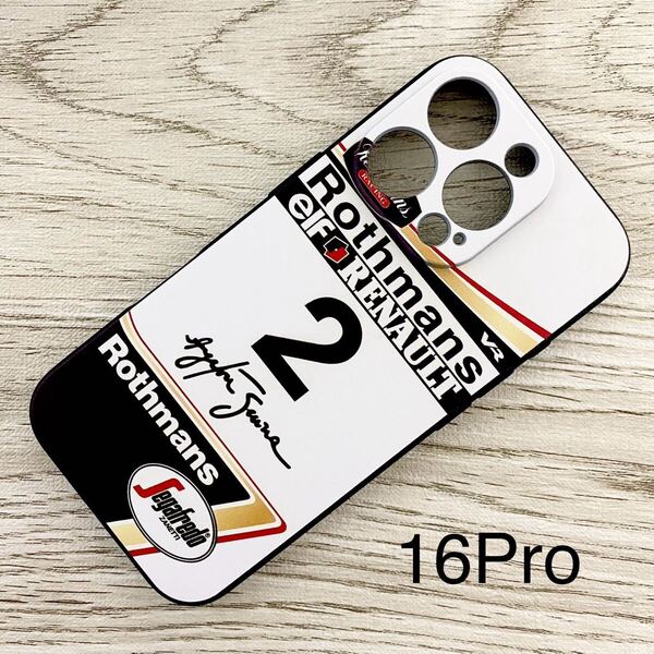アイルトン・セナ マシン デザイン iPhone 16 Pro ケース F1 ウィリアムズ ルノー FW16 ロスマンズ カラー スマホ