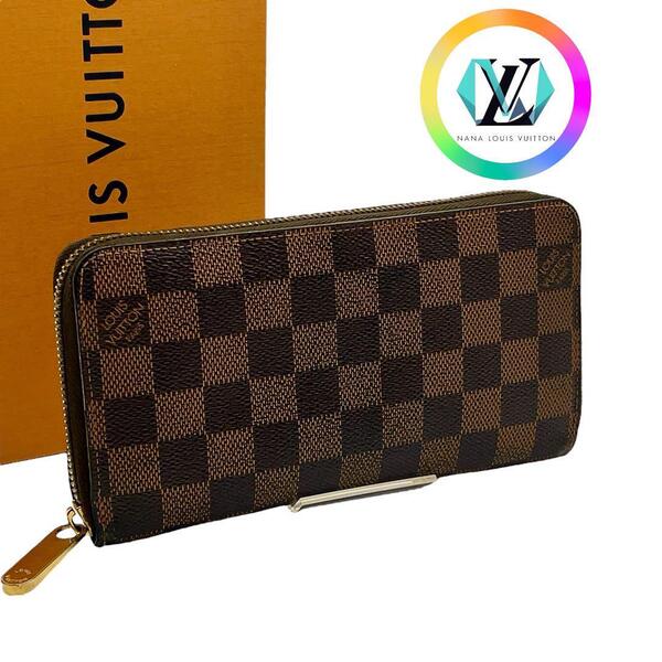 【極上美品】Louis Vuitton ヴィトン ルイヴィトン ダミエ ジッピーウォレット 長財布 財布 ウォレット 折り財布 メンズ エベヌ レザー