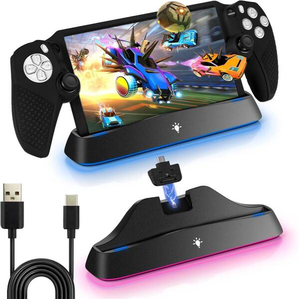 PS Portal 充電スタンド 保護ケース対応 PSポータブル リモートプレーヤー Type-C式 充電ステーション 充電器 急速充電ドック (ブラック)