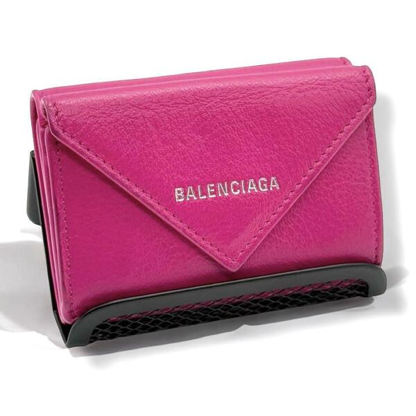 バレンシアガ ペーパーミニウォレット 3つ折り財布 ピンク レザー BALENCIAGA 391446 コンパクトウォレット 財布 ck8