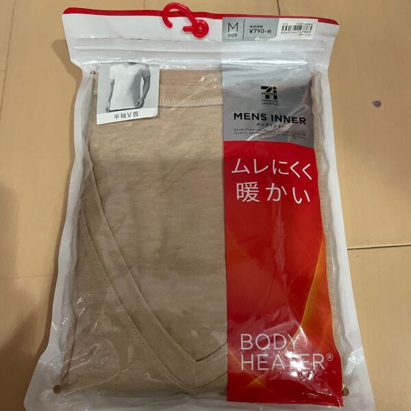 送料無料 新品 BODY HEATER メンズインナー 半袖V首シャツ サイズM ベージュ 送料込み