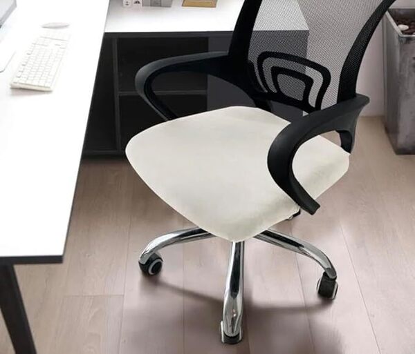 ホワイト, XL(48-53cm)オフィスチェアカバー イスカバー フィット ワークチェアカバー 椅子カバー 座面のみ 洗える ベルベット素材