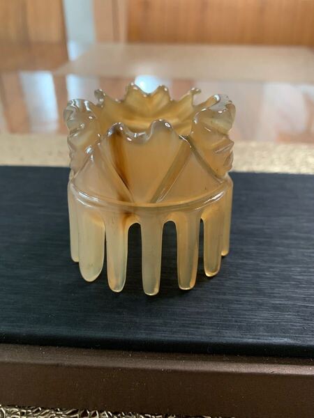 Y-242天然牛角丸型クシ ハゲ薄毛 頭皮マッサージ かっさ両用 頭皮の血流循環