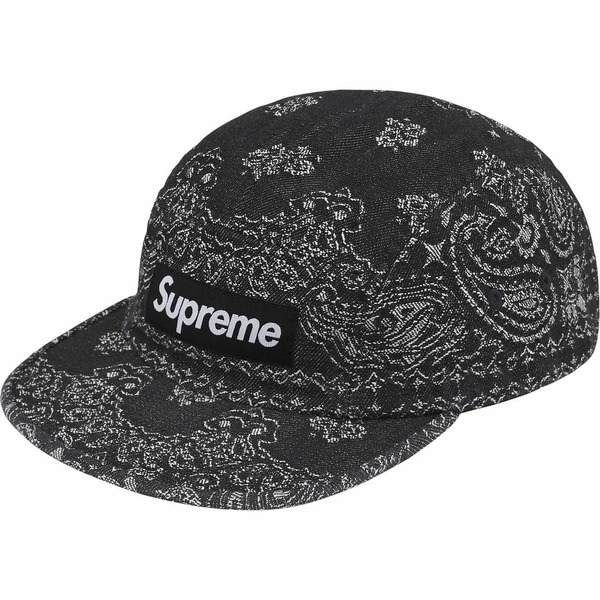新品未開封 Supreme Bandana Jacquard Denim Camp Cap Black 25SS 黒 バンダナ ジャカード デニム キャンプキャップ