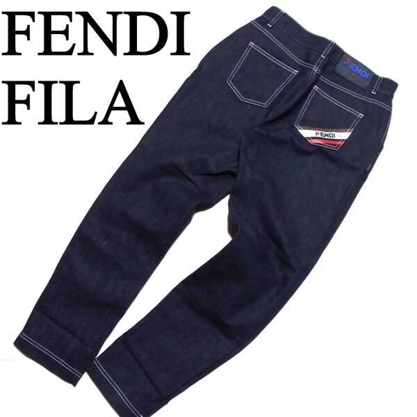 19SS FENDI x FILA コラボ ストレッチ スキニー デニム パンツ 42 インディゴ フェンディ フィラ