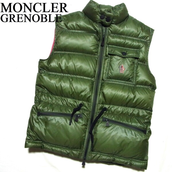 美品 23AW MONCLER GRENOBLE モンクレール グルノーブル AROLLES ダウンベスト 1 カーキ x ピンク