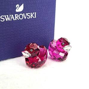 ●良品◇スワロフスキー SWAROVSKI ハッピーダック あひる スイートアリシア ピンク 2体 箱つき 廃番 希少 レア