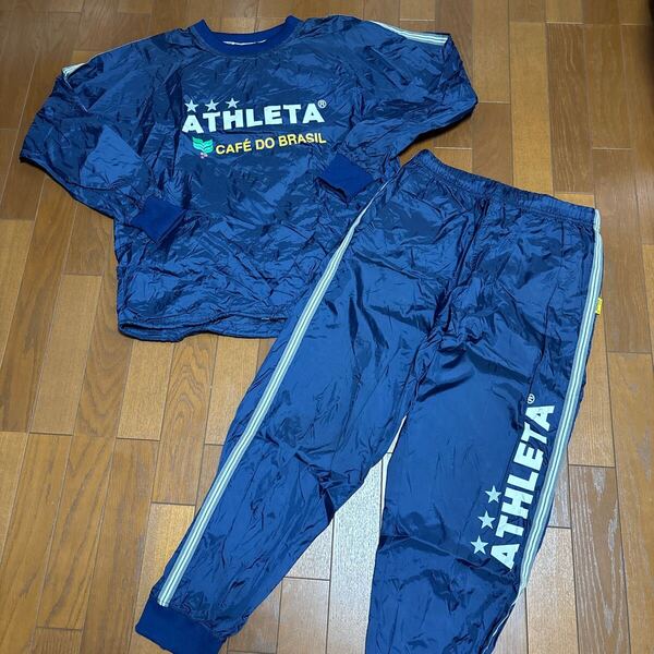 送料無料★ATHLETAアスレタ★ナイロンセットアップ上下セットサッカーフットサルネイビーL