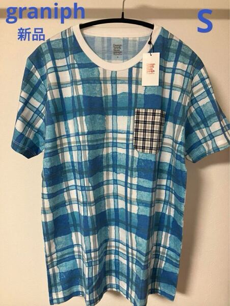 新品 graniph グラニフ チェックTシャツ S 胸ポケット