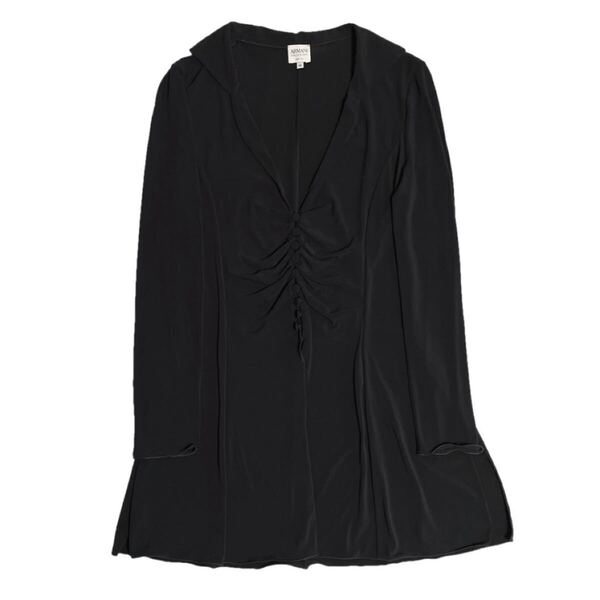 MADE IN ITALY製 ARMANI COLLEZIONI 襟付きワンピース ブラック 42サイズ アルマーニコレツィオーニ アルマーニ イタリア製