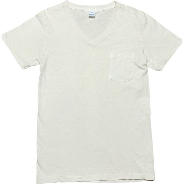 MADE IN USA製 Velva Sheen × JOURNAL STANDARD 無地Vネック半袖Tシャツ アイボリー Sサイズ ベルバシーン ジャーナルスタンダード 米国製