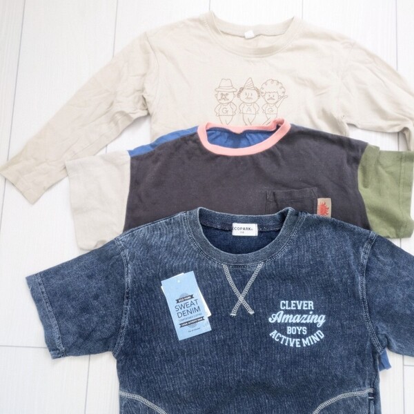 キッズ トップス 3点セット 男の子 110 Tシャツ 半袖 ロンT 長袖 エコパーク、マーキーズ、バースデー ユニクロ まとめ売り