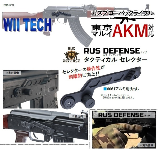 WII TECH 東京マルイ AKM GBB用 RUS Defenseタイプ 6061アルミ タクティカルセレクター 02426