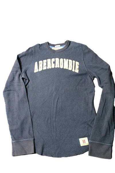 アバクロンビー&フィッチAbercrombie&Fitchコットン 長袖ロンTシャツ ネイビー M メンズアメカジミリタリーサーフ