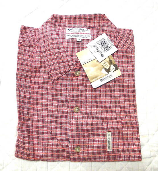 90's デッドストック コロンビア COLUMBIA L/S RED オープン格子シャツ Long sleeve Plaid Campshrts・送料込