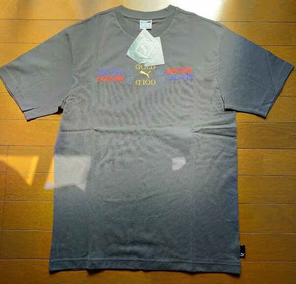 PUMA プーマ GRAPHICS ウィニング 半袖 Tシャツ Sサイズ 刺繍 グレー タグ付き 定価5500円 y10762-1-HZ12