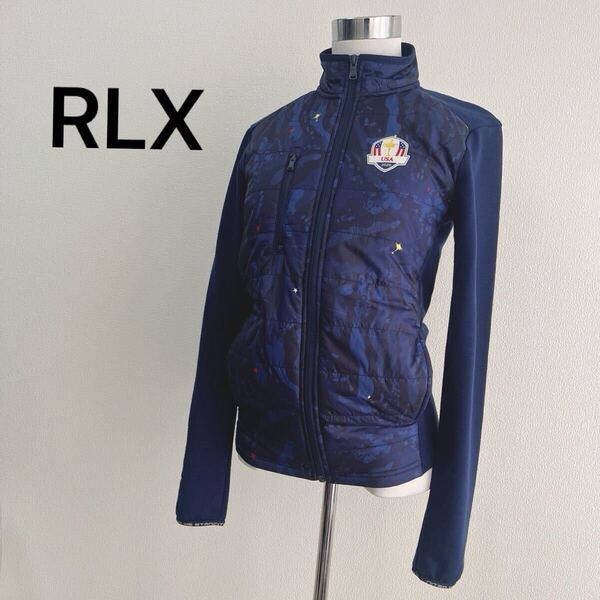 美品 RLX ゴルフウェア RALPH LAUREN ラルフローレン レディース ゴルフ ブルゾン ネイビー ジップアップ ジャージ 7228FH