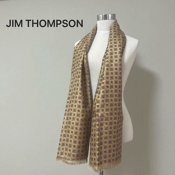 未使用 JIM THOMPSON ジムトンプソン ストールシルクストール シルクスカーフ ベージュ 上品 タイシルク ロングマフラー シルク100%