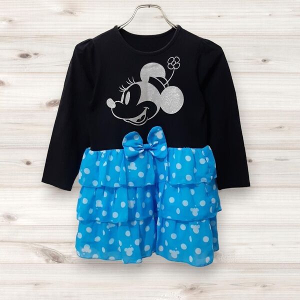 D0083 フェリシモ felissimo キッズ・子供服 ひざ丈ワンピース(130)ミッキーマウス