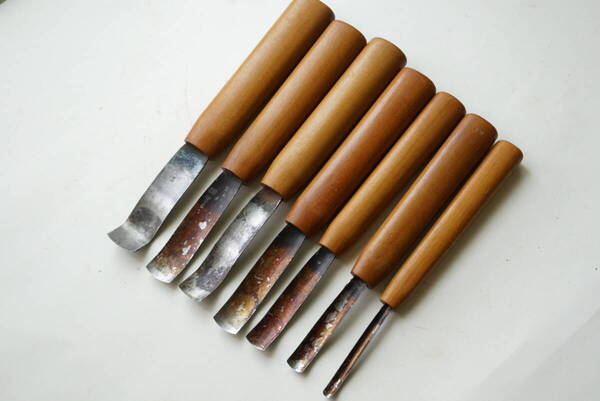 2406_2【送料無料】彫刻刀 丸鑿 7本セット japanese carpenter chisel nomi