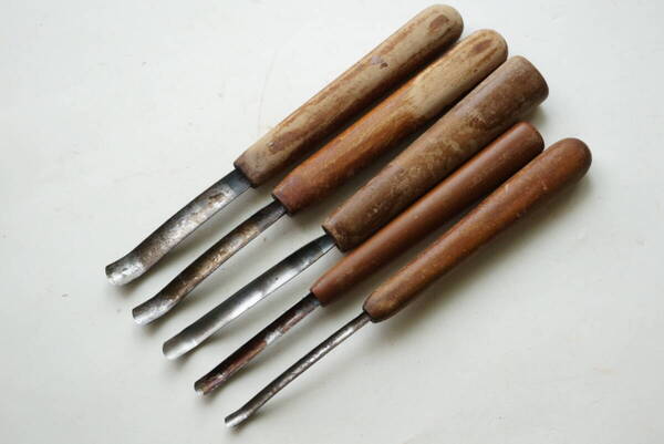 2406_1【送料無料】彫刻刀 彫刻丸鑿 5本セット japanese carpenter chisel nomi