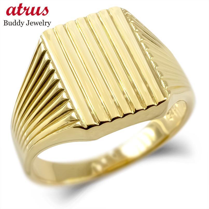 ゴールド リング メンズ 印台 指輪 シグネットリング 10金 イエローゴールド