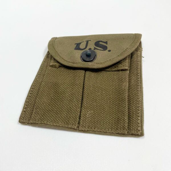 第二次世界大戦 アメリカ軍 M1カービン用 マガジンポーチ カーキ1943年印字入りODグリーン
