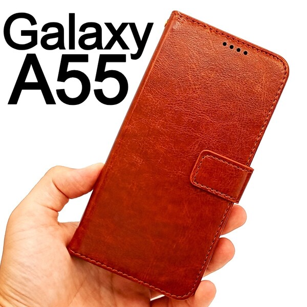 Galaxy A55 5G 手帳型 ブラウン スマホケース (ゆうパケ)