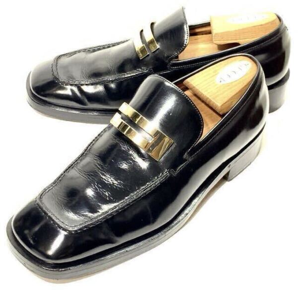 【おすすめ品】GUCCI gold buckle black leather loafers グッチ ゴールド バックル 黒本革 ブラックレザー ローファー
