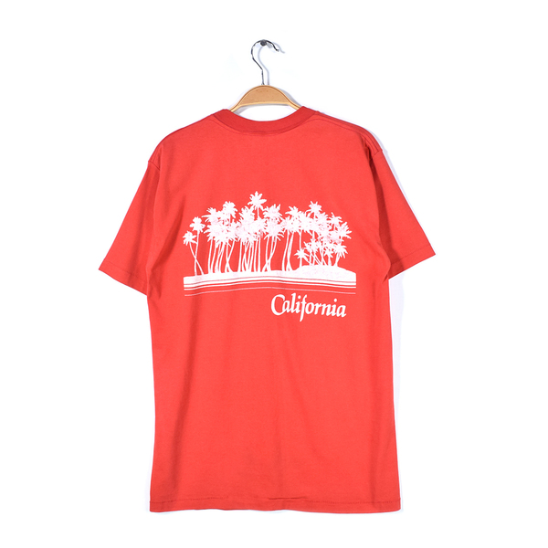 【送料無料】70s 80s カリフォルニア USA製 ヴィンテージTシャツ パームツリー 袖裾シングル メンズL相当 古着 @BZ0355