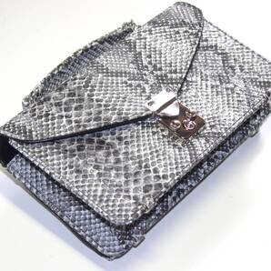【ブラックフライデータイムセール】【送料込み】【限定】【新品】【税込み】リアルパイソン型押し☆背面財布付き☆鍵付☆セカンドバッグGY