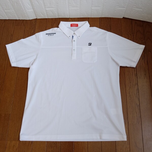1883【中古】BRIDGESTONE GOLF ブリジストンゴルフ ゴルフウェア 半袖ボタンダウンシャツ メンズ サイズ 3L 白