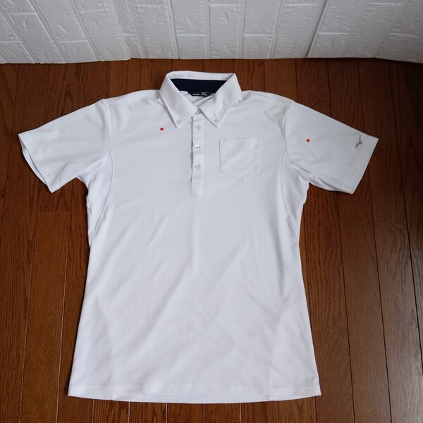 1886【中古】MIZUNO GOLF ミズノゴルフ ゴルフウェア 半袖 ボタンダウンシャツ メンズ サイズ XL 白