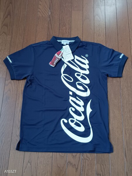 47【新品】パーリーゲイツ PEARLY GATES Jack Bunny ジャックバニーCoca-Colaコラボ トランスクール鹿の子 半袖ポロシャツ紺色 サイズ5 (L)