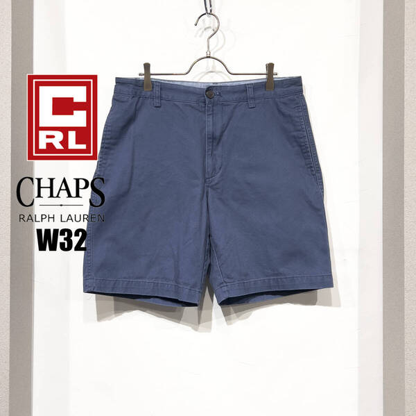 W32 / CHAPS RALPH LAUREN チャップス ラルフローレン コットン チノ ショーツ ハーフ パンツ ネイビー 紺色 古着 プレッピー アメトラ