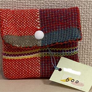 【新作品・手織り】ハンドメイド ポーチ homespun handcrafted vanity pouch マルチカラー 小物入れ