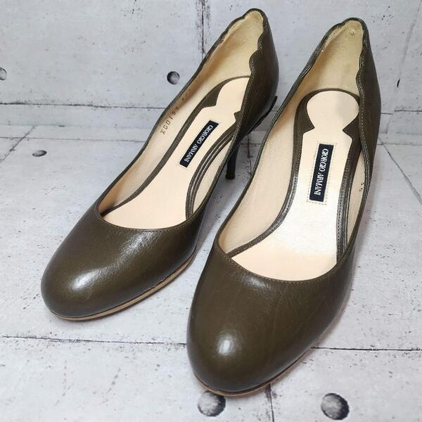 【美品】 giorgio armani ジョルジオ アルマーニ パンプス レザー 35 レディース 22.5㎝