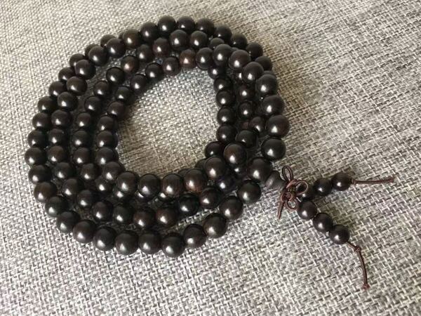 送料無料 ★天然 黒檀 開光 数珠 念珠 ブレスレット8mm 男女兼用 新品 ネックレス