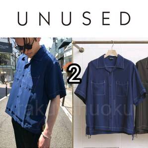 新品■UNUSED シルクシャツ Short-Sleeve Silk Shirt US1428 2 NAVY 半袖 オープンカラーシャツ COMOLI AURALEE WISM購入