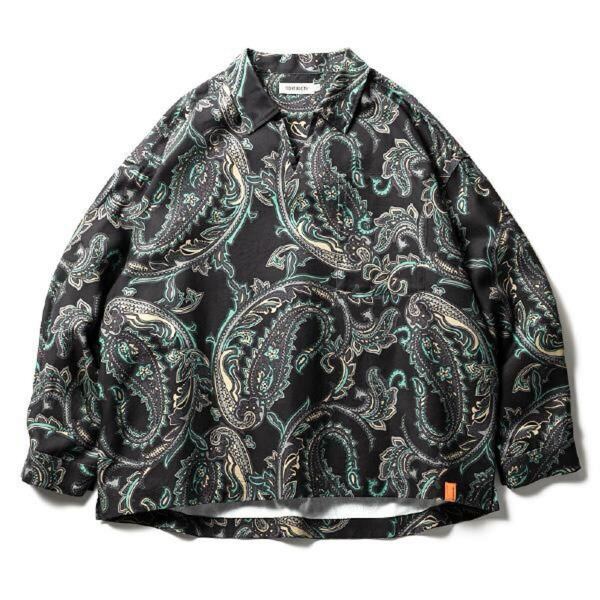 TBPR FW22-S02 PAISLEY L/S OPEN SHIRT ◆ TIGHTBOOTH タイトブース : 長袖ペイズリー柄オープンポロシャツ Black 長袖シャツ 総柄